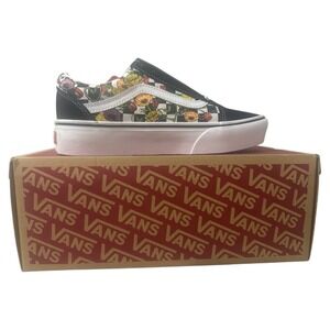 NEW Vans Old Skool Stacked Platform Shoe Sneaker Poppy Floral Black Women7.5